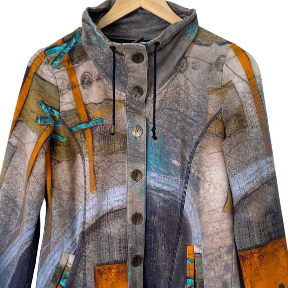 SIMPLY ART by DOLCEZZA Abstract Button Down Jacket, Size Small - Picture 5 of 11